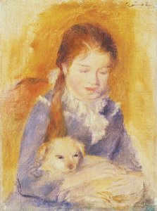 Ung jente med en hund, ca. 1875